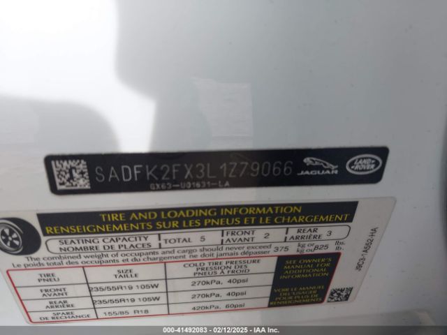 2020 JAGUAR E-PACE SADFK2FX3L1Z79066 Photo 8