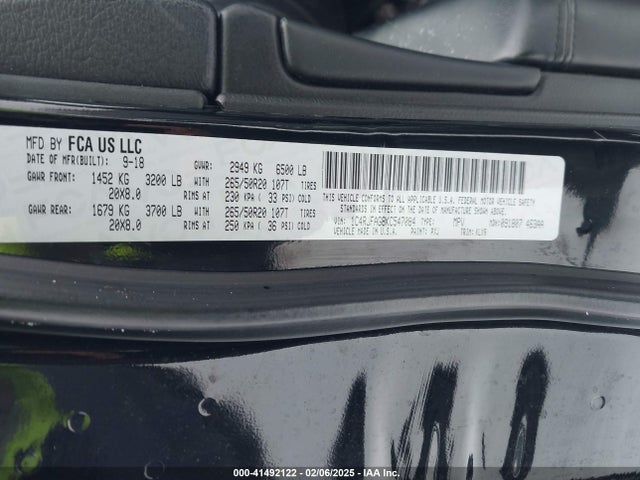 Aukcja sprzedaży 2019 Jeep Grand Cherokee Altitude 4x4, vin: 1C4RJFAG8KC547084, numer aukcji: 41492122