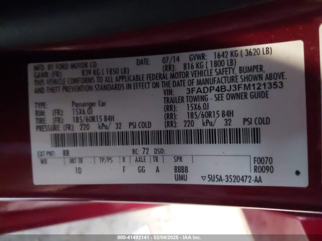 Ford FIESTA SE 2015 3FADP4BJ3FM121353 Image 9