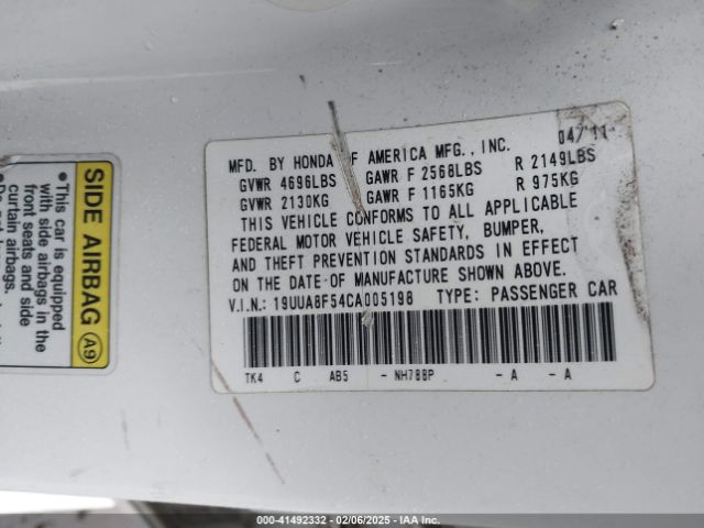 2012 ACURA TL 19UUA8F54CA005198 Photo 8