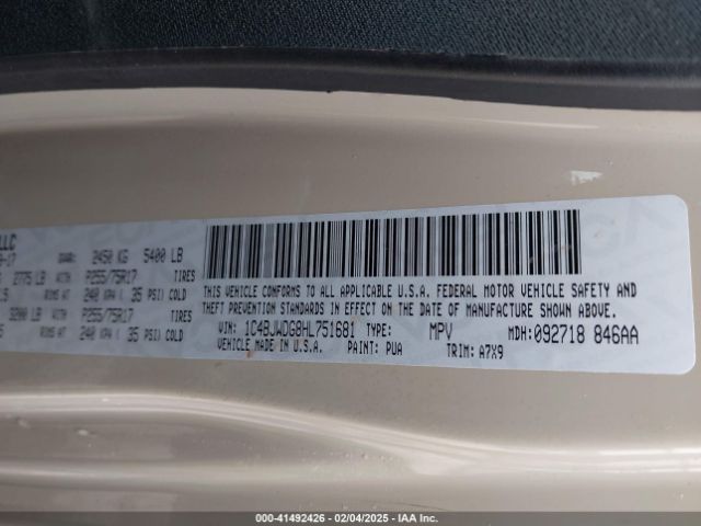 1C4BJWDG8HL751681 Jeep Wrangler Unlimited Sport