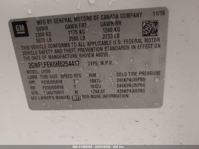 Chevrolet EQUINOX LT 2017 2GNFLFEK6H6254417 Image 9