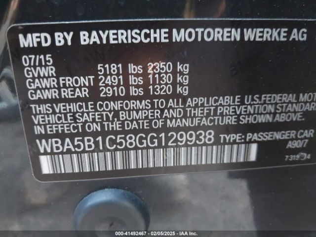 2016 BMW 535I WBA5B1C58GG129938 Photo 8