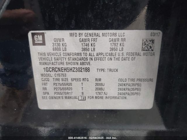 1GCRCNEH5HZ302188 Chevrolet Silverado 1500 Wt