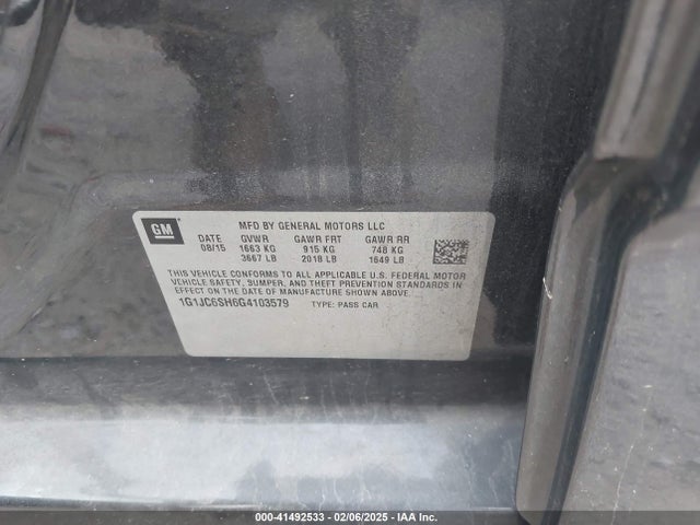 1G1JC6SH6G4103579 Chevrolet Sonic Lt Auto