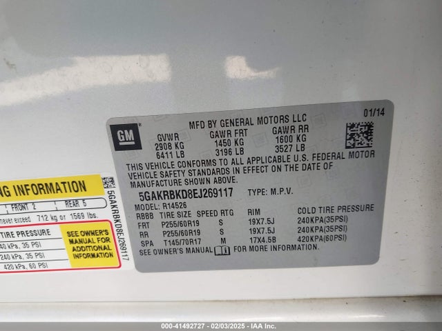 Buick Enclave Leather 2014 5GAKRBKD8EJ269117 Image 9