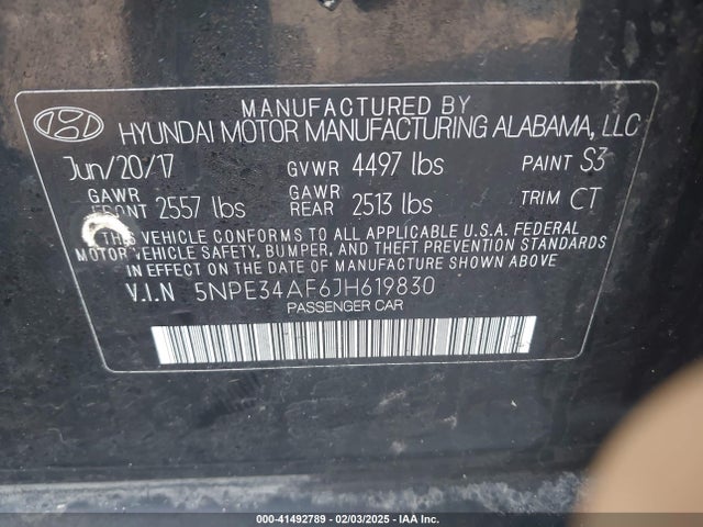 5NPE34AF6JH619830 Hyundai SONATA SEL