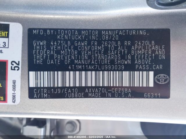 4T1M11AK7LU993039 Toyota CAMRY SE