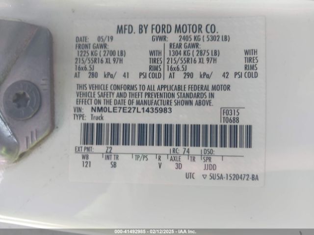 NM0LE7E27L1435983 Ford Transit Connect Xl Cargo Van