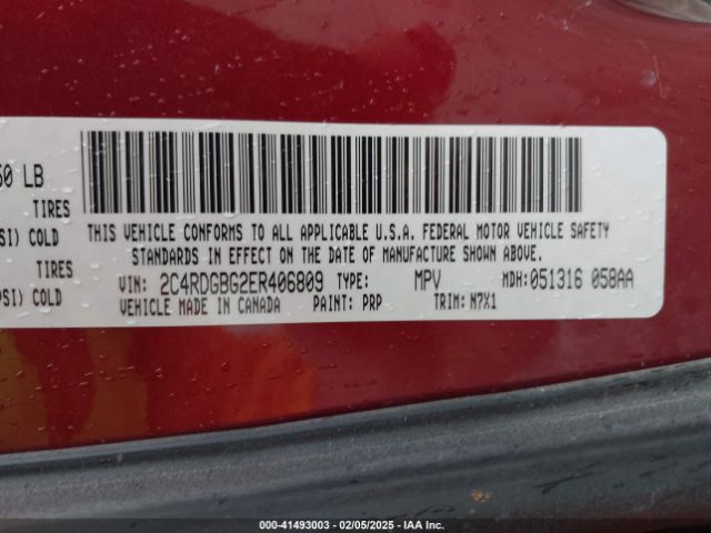 2C4RDGBG2ER406809 Dodge Grand Caravan Se 30th Anniversary