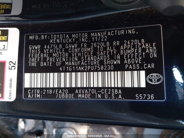 Toyota CAMRY SE 2023 4T1G11AK2PU758230 Image 9