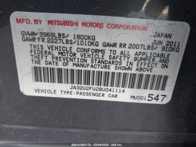 2011 MITSUBISHI LANCER JA32U2FU2BU041114 Photo 8