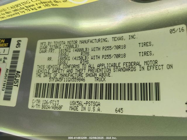 5TFDW5F11GX559846 Toyota Tundra Sr5 5.7l V8