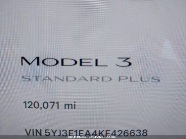 5YJ3E1EA4KF426638 Tesla Model 3 Long Range/mid Range/standard Range/standard Range Plus