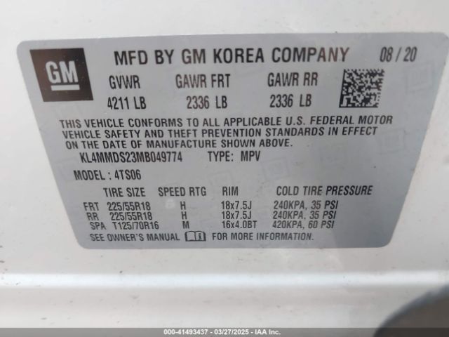 KL4MMDS23MB049774 Buick Encore Gx Fwd Select