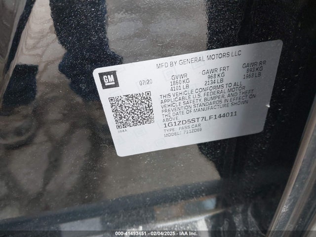 1G1ZD5ST7LF144011 Chevrolet Malibu Fwd Lt