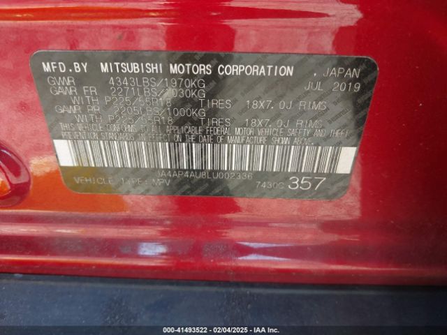 JA4AP4AU8LU002336 Mitsubishi Outlander Sport 2.0 Se