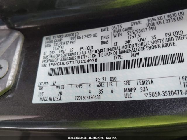 1FMCU0G71FUC54978 Ford ESCAPE SE