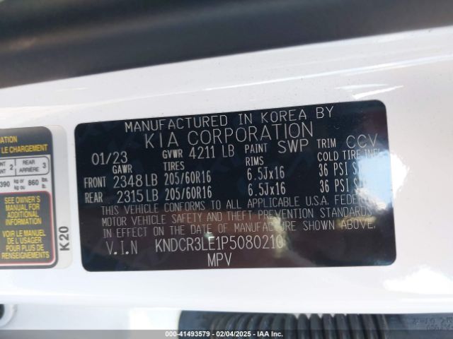 KNDCR3LE1P5080210 KIA NIRO EX