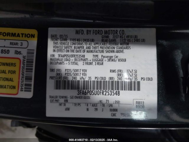 3FA6P0SU0FR253548 Ford Fusion Energi Titanium