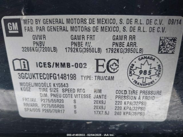 3GCUKTEC0FG148198 Chevrolet Silverado 1500 High Country