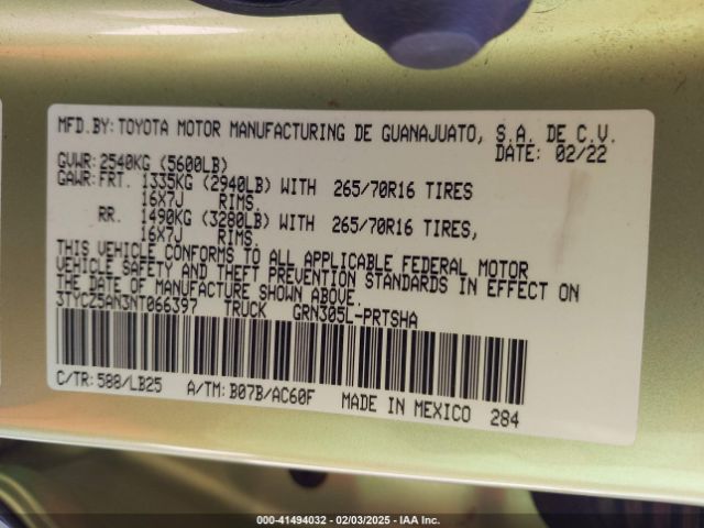 3TYCZ5AN3NT066397 Toyota Tacoma Trd Pro