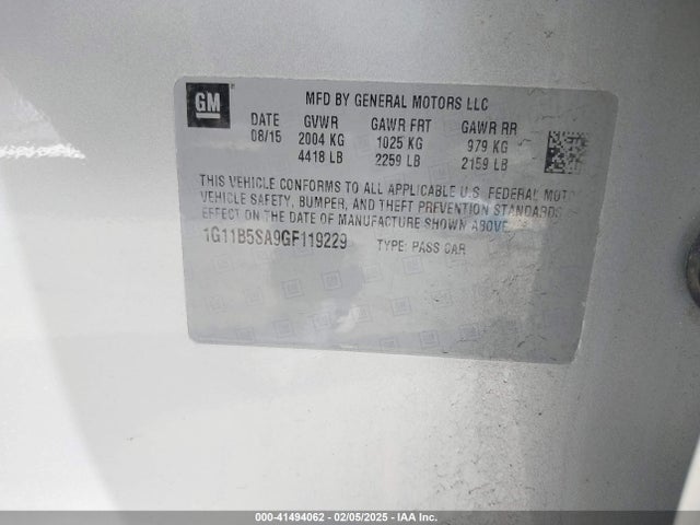 1G11B5SA9GF119229 Chevrolet Malibu Limited Ls