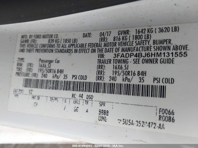 Ford FIESTA SE 2017 3FADP4BJ6HM131555 Image 9