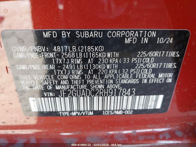 JF2GUADC2RH917843 Subaru Crosstrek Premium