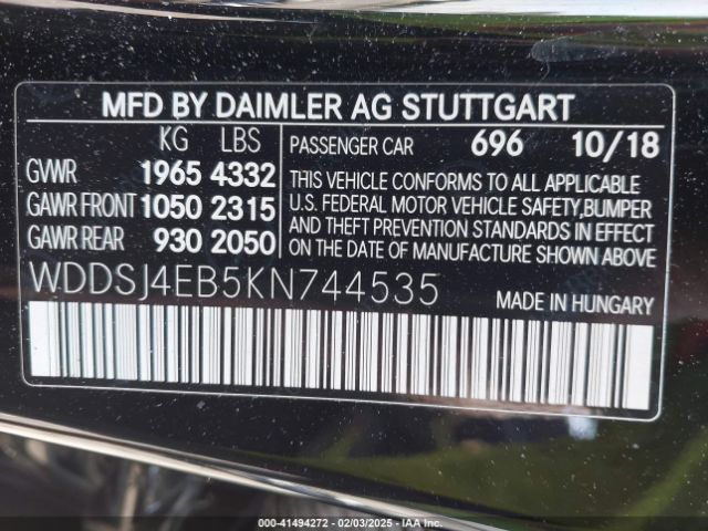 2019 MERCEDES-BENZ CLA 250 WDDSJ4EB5KN744535 Photo 8
