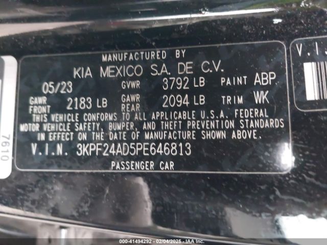 3KPF24AD5PE646813 KIA Forte Lxs