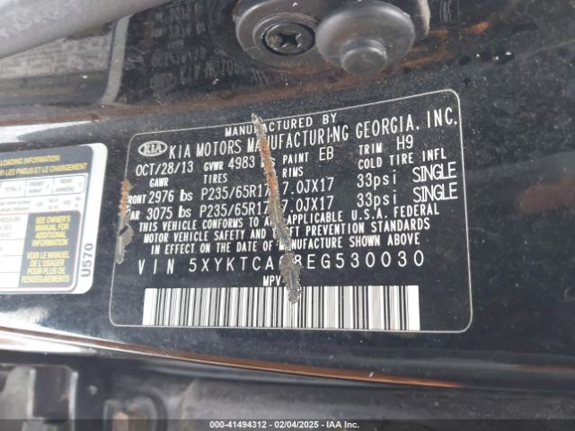 5XYKTCA68EG530030 KIA SORENTO LX