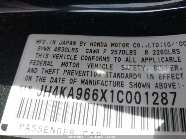 2001 ACURA RL JH4KA966X1C001287 Photo 8