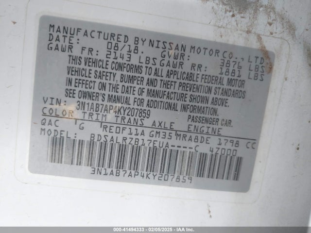 Nissan SENTRA SR 2019 3N1AB7AP4KY207859 Image 9
