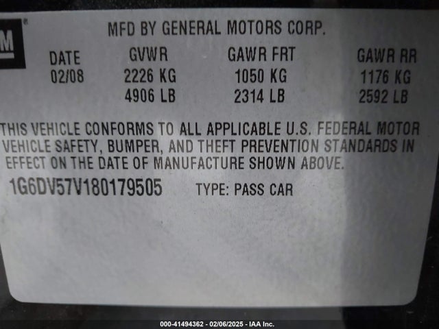 2008 CADILLAC CTS 1G6DV57V180179505 Photo 8