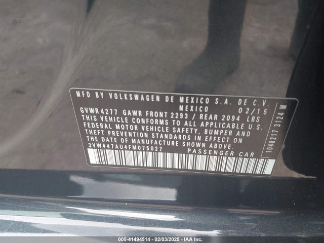 3VW447AU4FM075027 Volkswagen Golf Gti 2.0t Autobahn W/performance Package 4-door