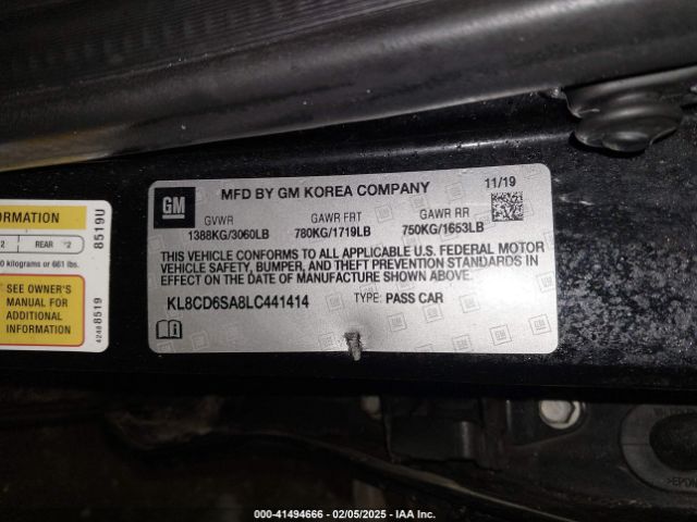 KL8CD6SA8LC441414 Chevrolet Spark Fwd 1lt Automatic