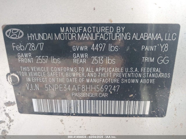 5NPE34AF8HH569247 Hyundai Sonata Sport