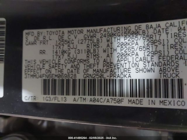 3TMMU4FN6EM069828 Toyota Tacoma Double Cab Long Bed