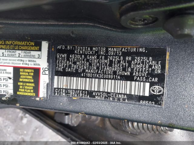 4T1BD1FK3EU099114 Toyota Camry Hybrid Le