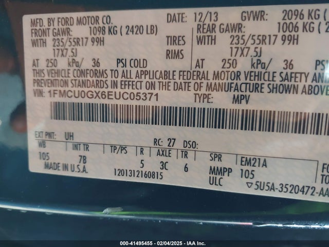 1FMCU0GX6EUC05371 Ford ESCAPE SE