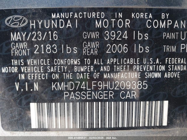Hyundai ELANTRA SE 2017 KMHD74LF9HU209385 Image 9