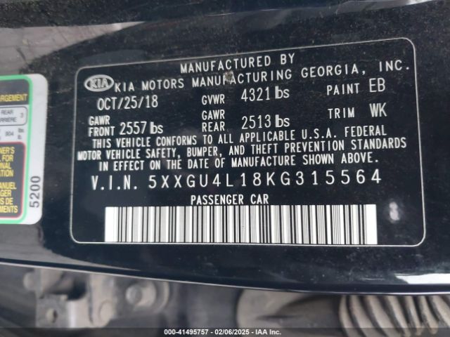 5XXGU4L18KG315564 KIA OPTIMA EX