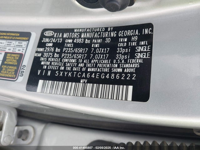 KIA SORENTO LX 2014 5XYKTCA64EG486222 Image 9