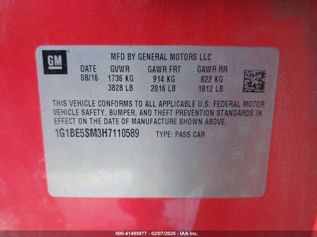 Chevrolet Cruze Lt Auto 2017 1G1BE5SM3H7110589 Image 9
