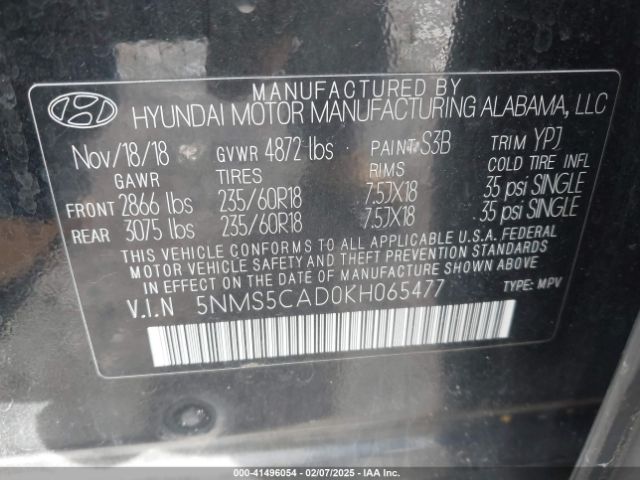5NMS5CAD0KH065477 Hyundai Santa Fe Ultimate