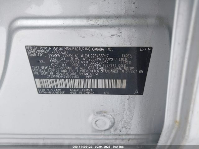 2T3RFREV4EW204463 Toyota Rav4 Xle