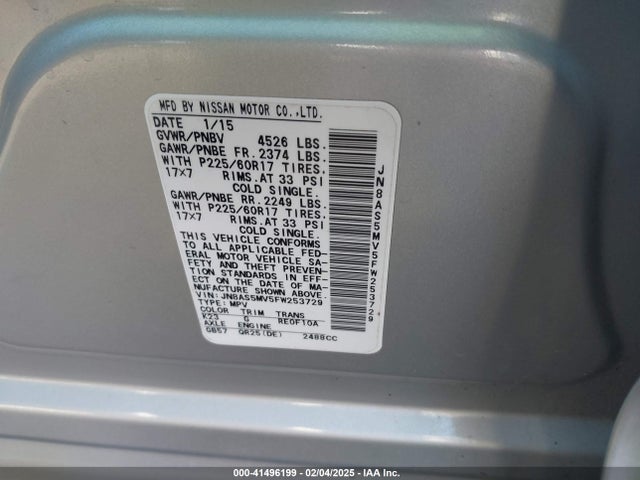 Nissan Rogue Select S 2015 JN8AS5MV5FW253729 Image 9