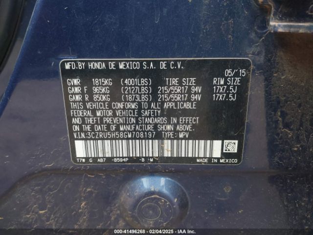 3CZRU5H58GM708197 Honda HR-V EX