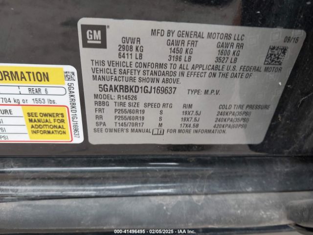 5GAKRBKD1GJ169637 Buick Enclave Leather